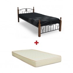 Oregon Bed 90x190 cm Rubberwood/Metal + Sleep On It Comfort Deluxe Single 90x190 cm Foam Creme