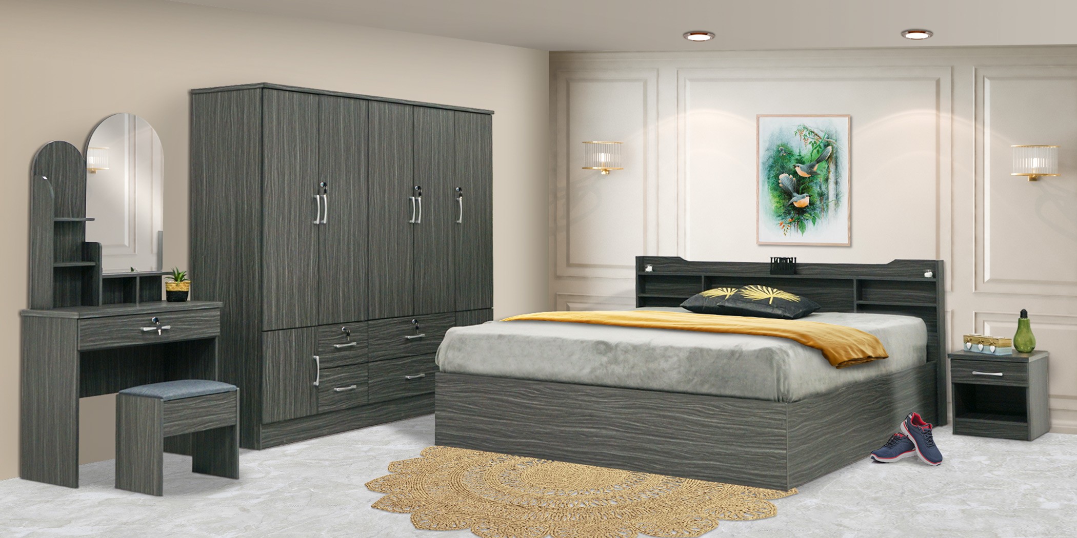 Savina Bedroom Set 180x200 cm Graphite