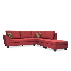 Bella Corner RHF Chaise + Ottoman Red Col