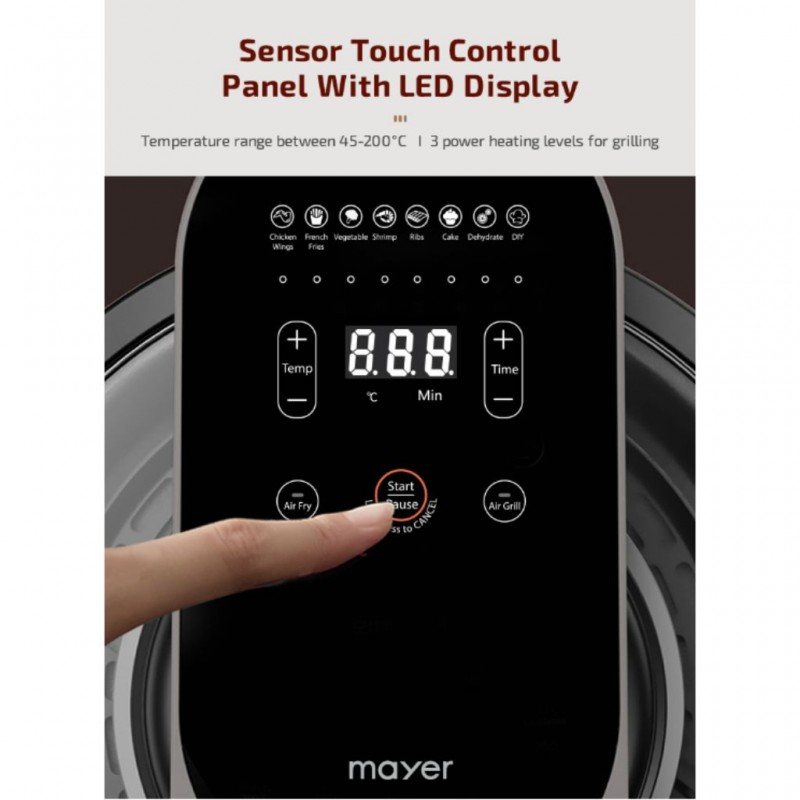 Mayer MMAFG58 2in1 5L Air Fryer & Smokeless BBQ Grill