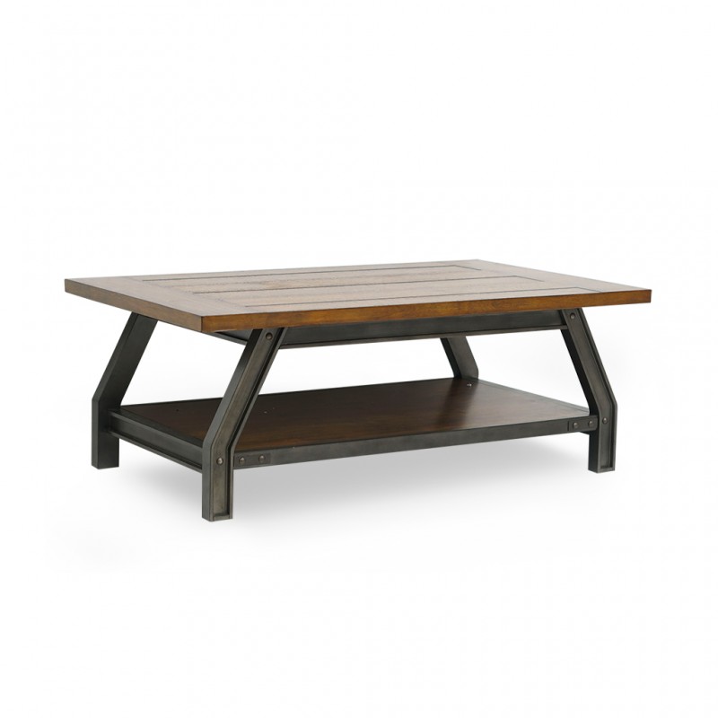 Perry Coffee Table Rustic Brown & Gunmetal