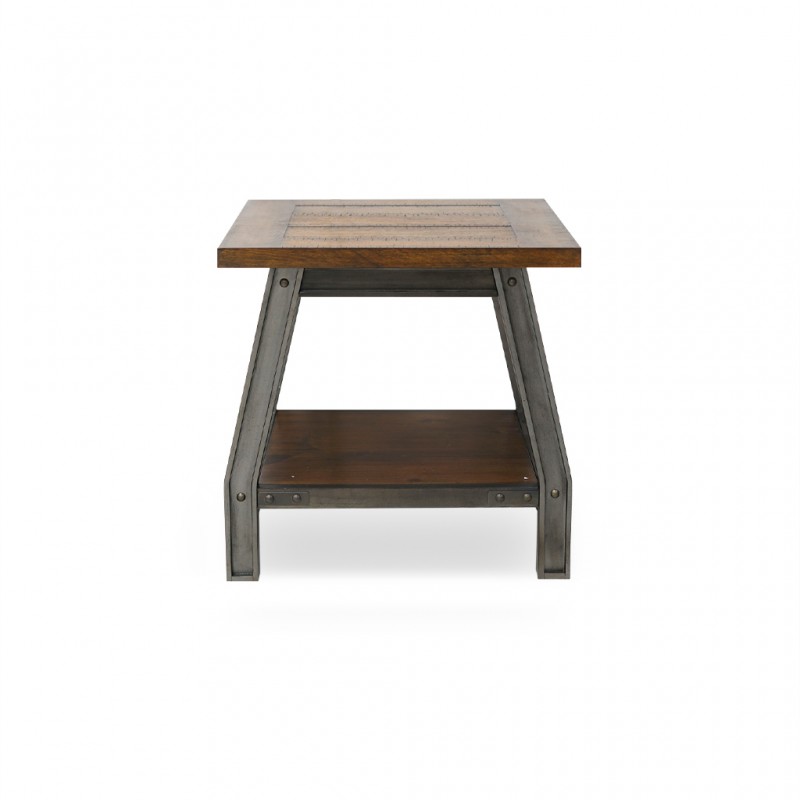 Perry Side Table Rustic Brown & Gunmetal