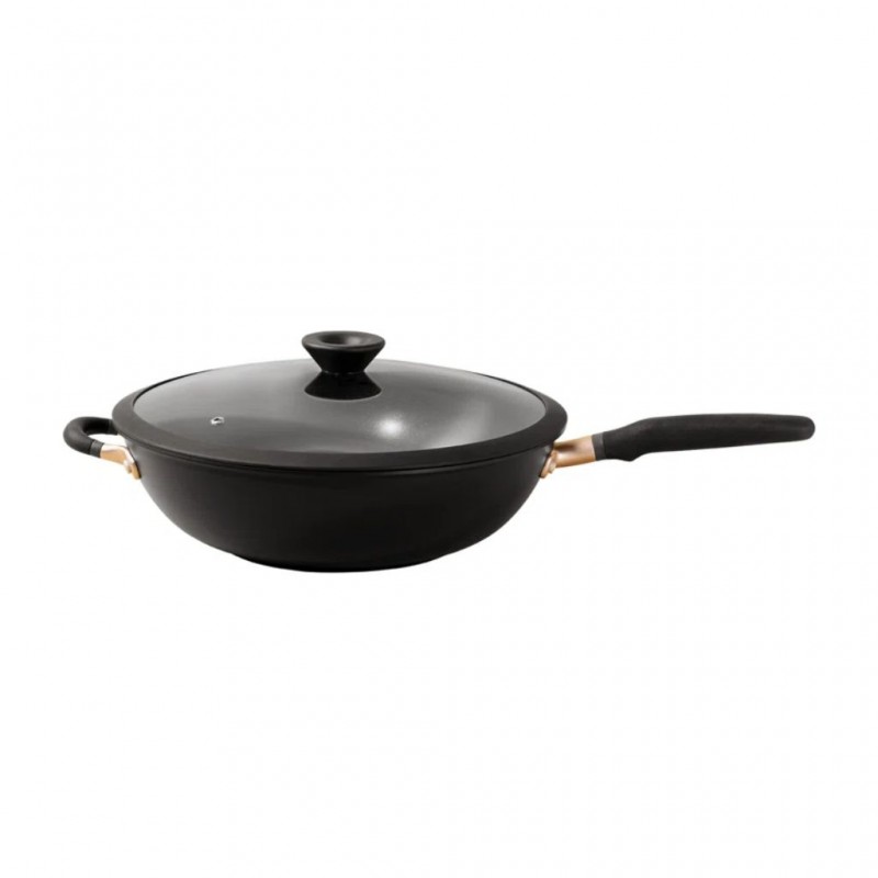 Meyer 81210 Accent 32cm/2.75" Blk Covered Stirfry With Helping Handle Meyer 81210 Accent 32cm/2.75" Blk Covered Stirfry With Helping Handle