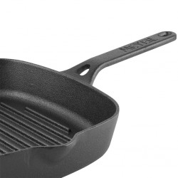 Meyer 47763 Pre-Seasoned Cast Iron 25cm Blk Grill Pan