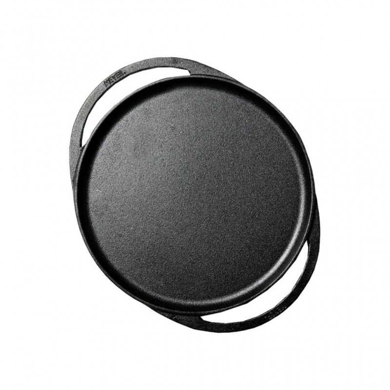 Meyer 48448 Pre-Seasoned Cast Iron 30cm Blk 2 Side Handle Flat Tawa Meyer 48448 Pre-Seasoned Cast Iron 30cm Blk 2 Side Handle Flat Tawa
