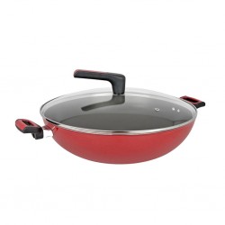 Meyer 22084 Forge 35cm/13.75" Red Covered Wok