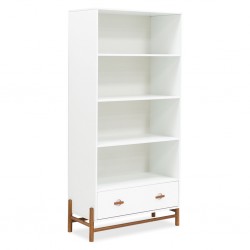 Ring Bookcase Solid Wood/MDF 1 Drawer White