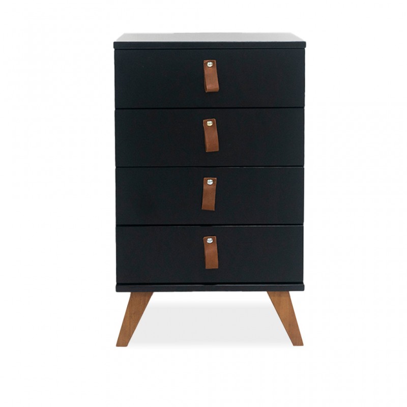 Skin Buffet Solid Wood/MDF 4 Drawers Black/Garapa