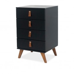 Skin Buffet Solid Wood/MDF 4 Drawers Black/Garapa