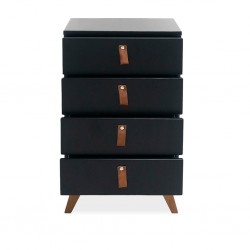 Skin Buffet Solid Wood/MDF 4 Drawers Black/Garapa