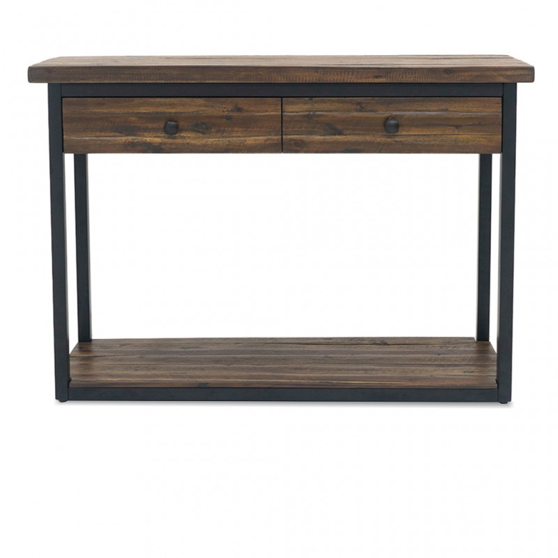 Claremont Console With Drawers Solid Wood & Metal