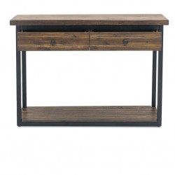 Claremont Console With Drawers Solid Wood & Metal