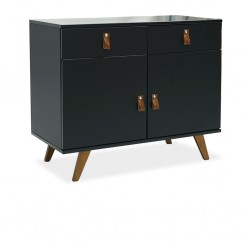 Skin Sideboard Solid Wood With 2 Doors  Black