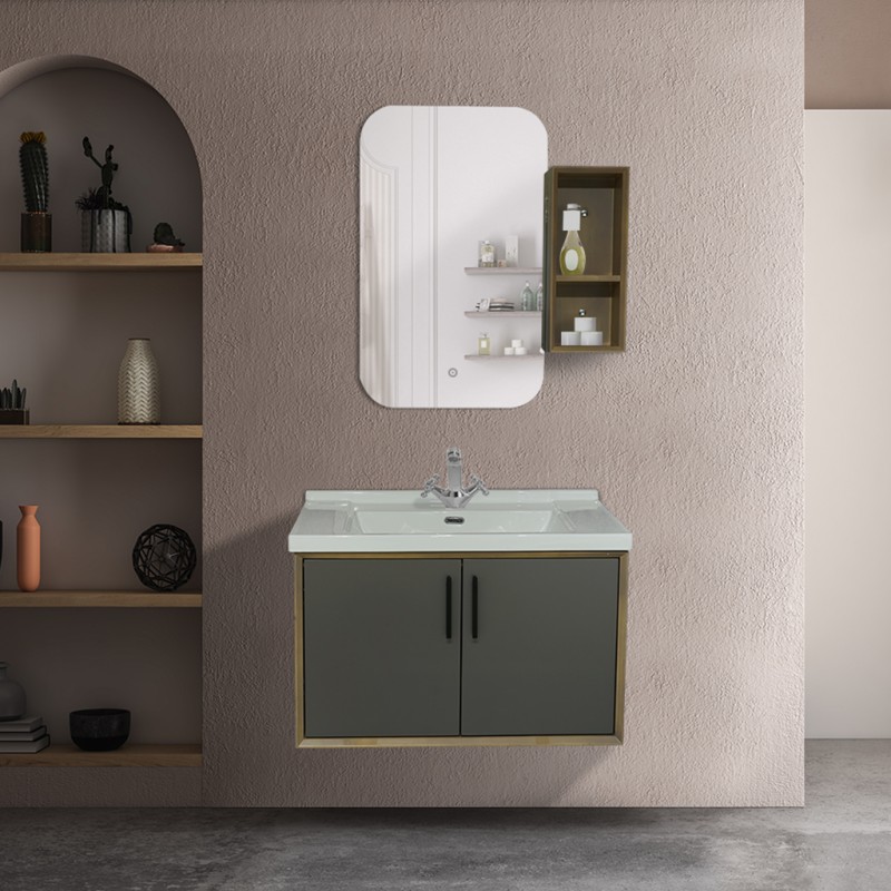Bathroom Cabinet With Mirror Massin Oak & White