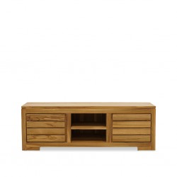 Seville Low TV Cabinet With 2 Shelves In Teak