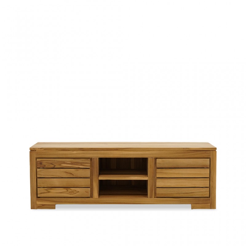 Seville Low TV Cabinet With 2 Shelves In Teak Seville Low TV Cabinet With 2 Shelves In Teak
