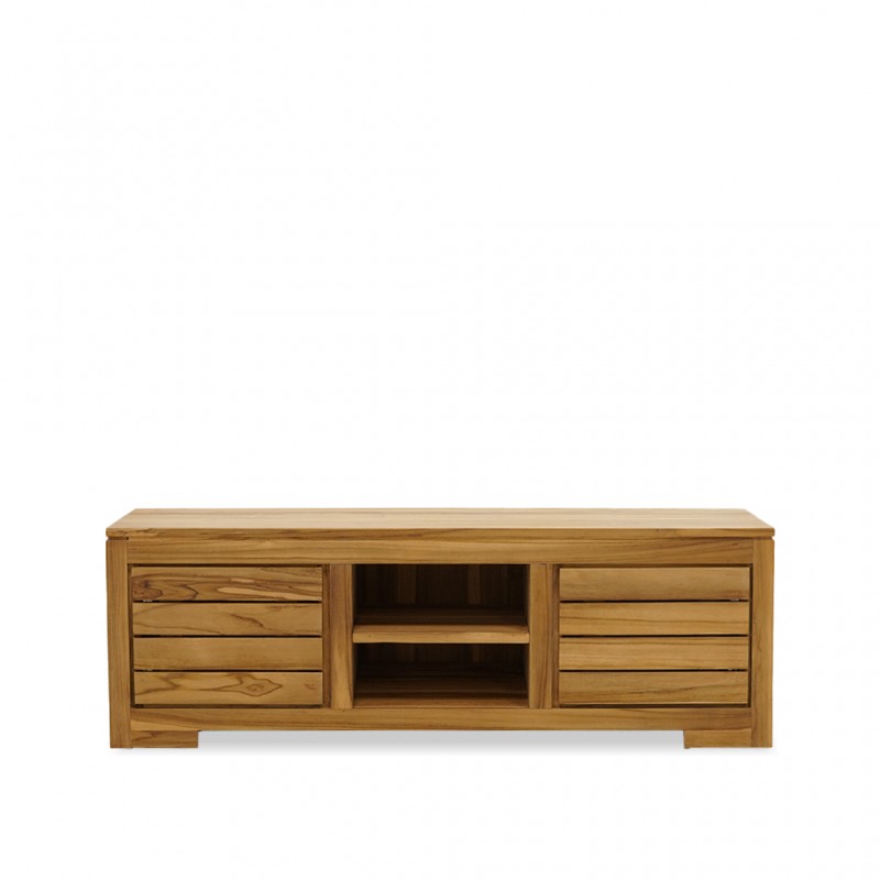 Seville Low TV Cabinet With 2 Shelves In Teak