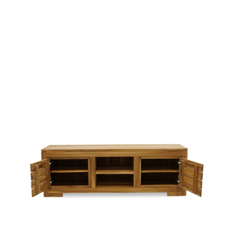 Seville Low TV With 2 Shelves In Teak