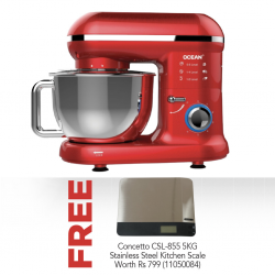 Concetto CEM-83 5.2L Red Stand Mixer & Free Concetto CSL-855 5KG Stainless Steel Kitchen Scale