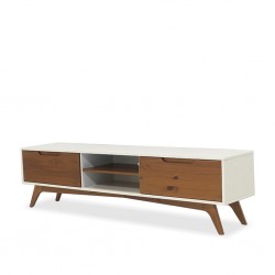 Happy TV Cabinet Solid Wood & MDF Off White/Garapa