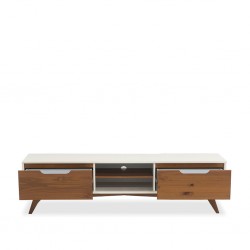 Happy TV Cabinet Solid Wood & MDF Off White/Garapa