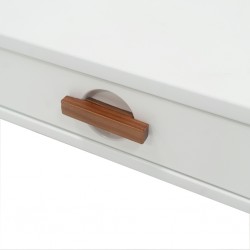 Ring Writing Desk Solid Wood & MDF 1 Drawer White