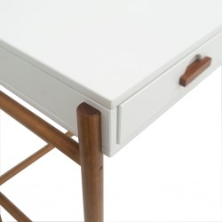 Ring Writing Desk Solid Wood & MDF 1 Drawer White