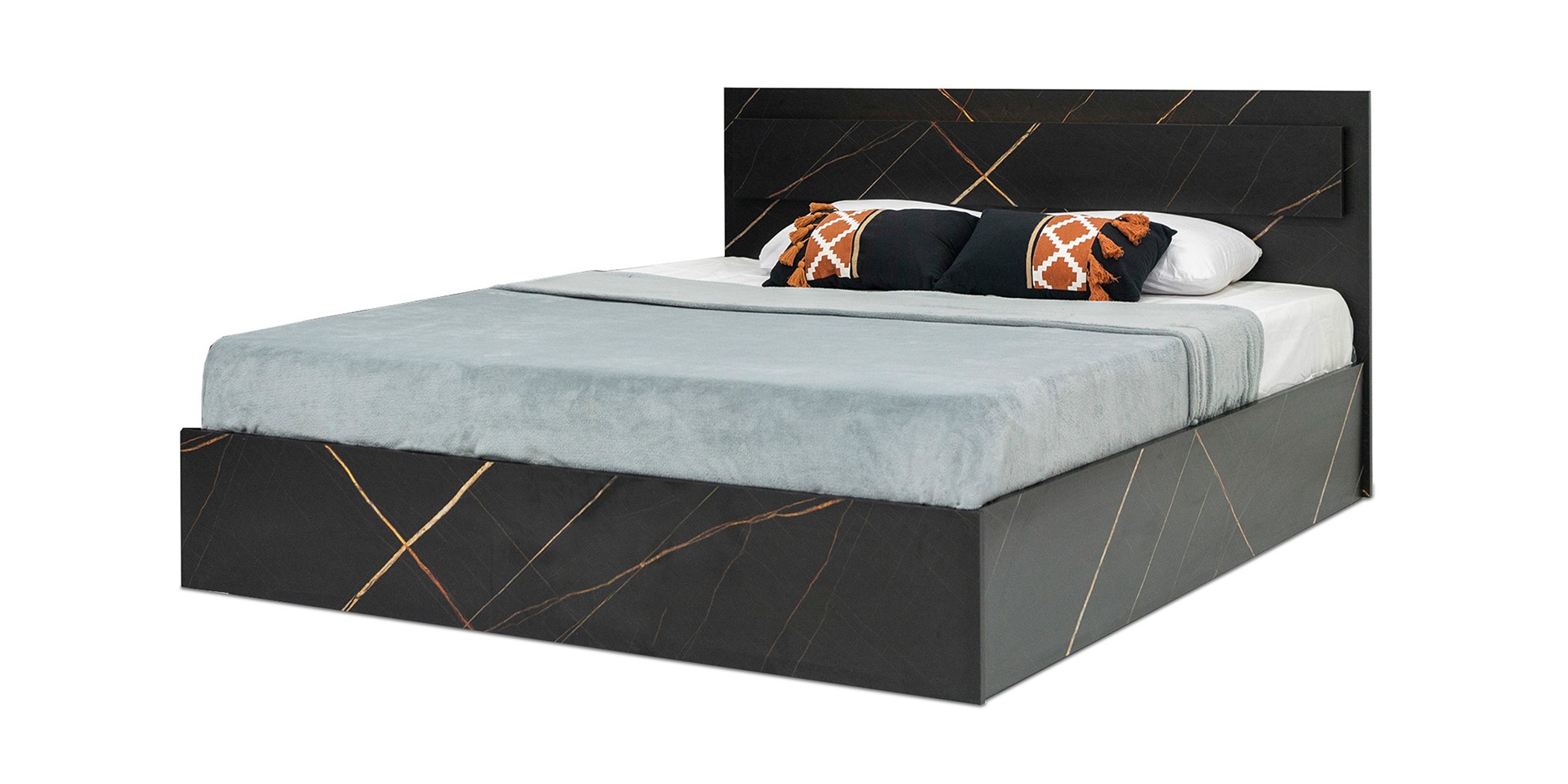 Florence Bed 160x200 cm MDF Black Flake