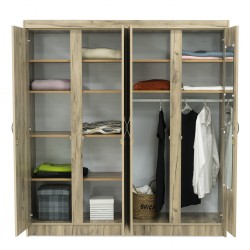 Colton Wardrobe 4 Doors MDF Grey Oak