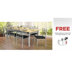 Nolana Table and 8 Chairs Metal/MDF Top & Free Hawkins M30W/HC35 3.5L Contura Std P/Cooker