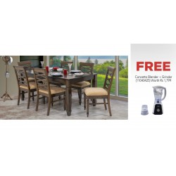 Nairobi Table and 6 Chairs Rubberwood & Free Concetto CBL-456 1.5L Blender + Grinder