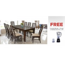 Legenda Table and 8 Chairs Rubberwood & Free Concetto CBL-456 1.5L Blender + Grinder