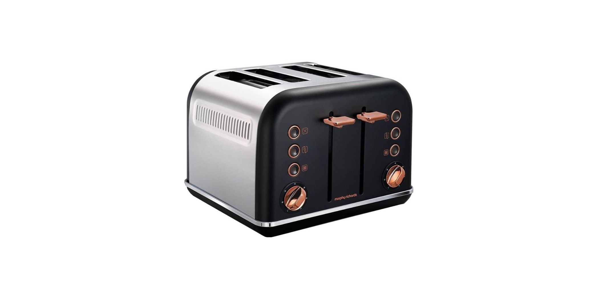 Morphy Richards 242104 Accents Rose Gold 4 Slice Black Toaster