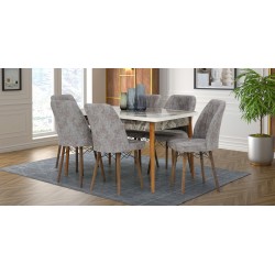 Alya Table+6 chairs Grey fabric