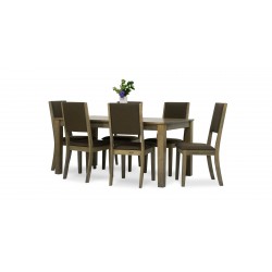 Silver Table and 6 Chairs Rubberwood White Wash