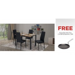 Tithonia Table and 4 Chairs Metal/MDF & Free Futura Q45/NFT26 26cm 4.88mm Non Stick Flat Tava