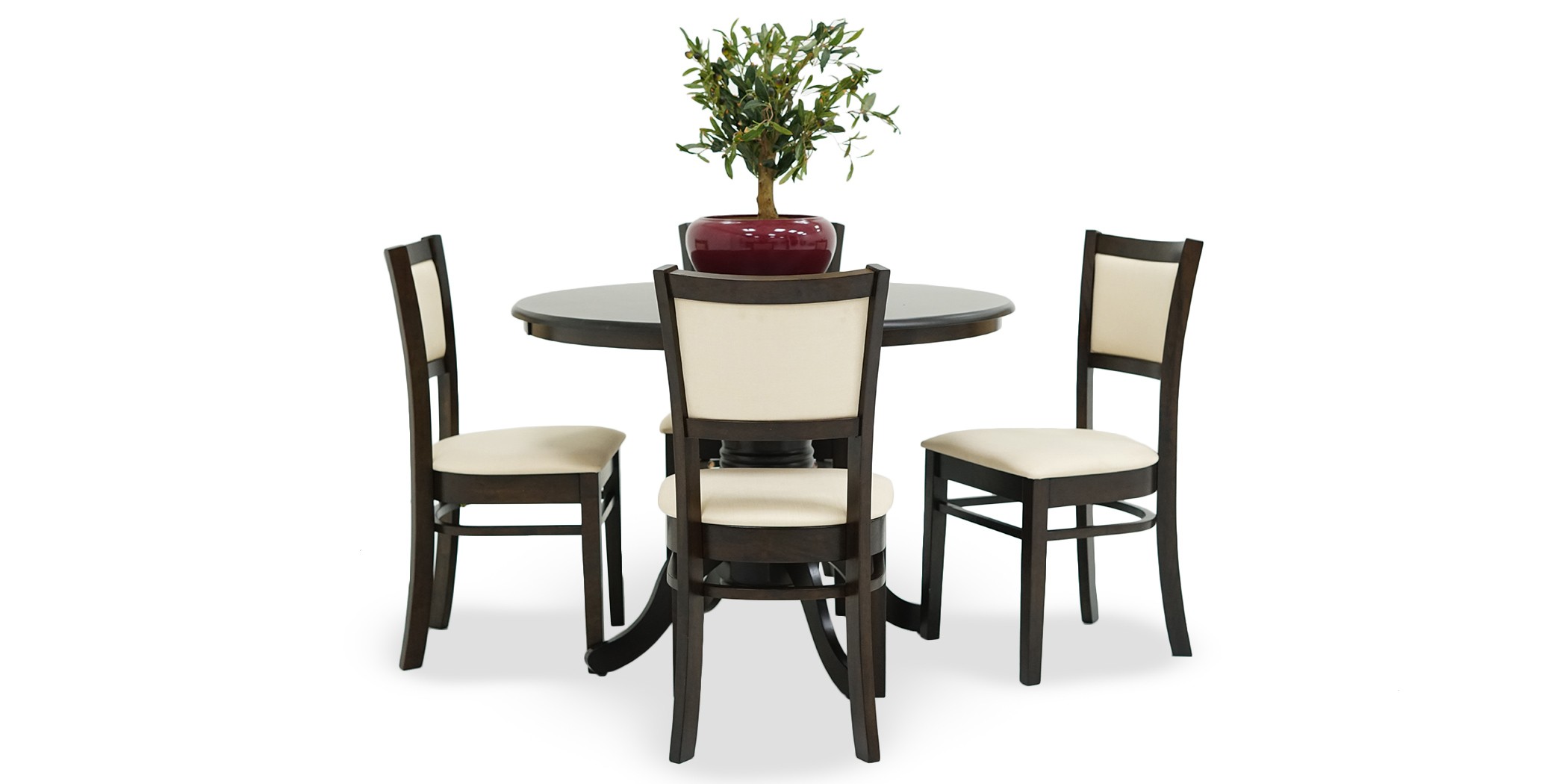 Esther Round Table and 4 Chairs Rubberwood