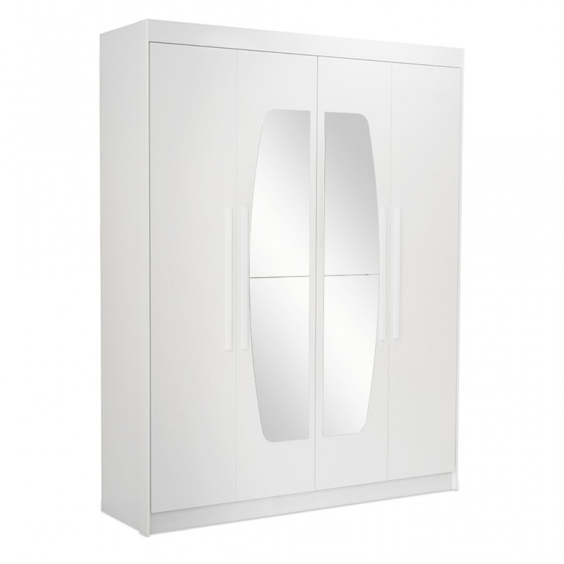 Orion Wardrobe 4 Doors White With Mirror