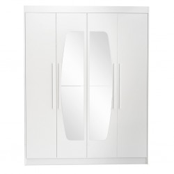 Orion Wardrobe 4 Doors White With Mirror
