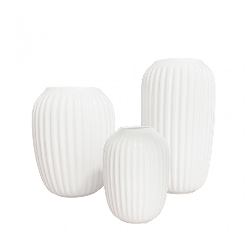 Nordic Wrap Set of 3 White Ceramic Vase