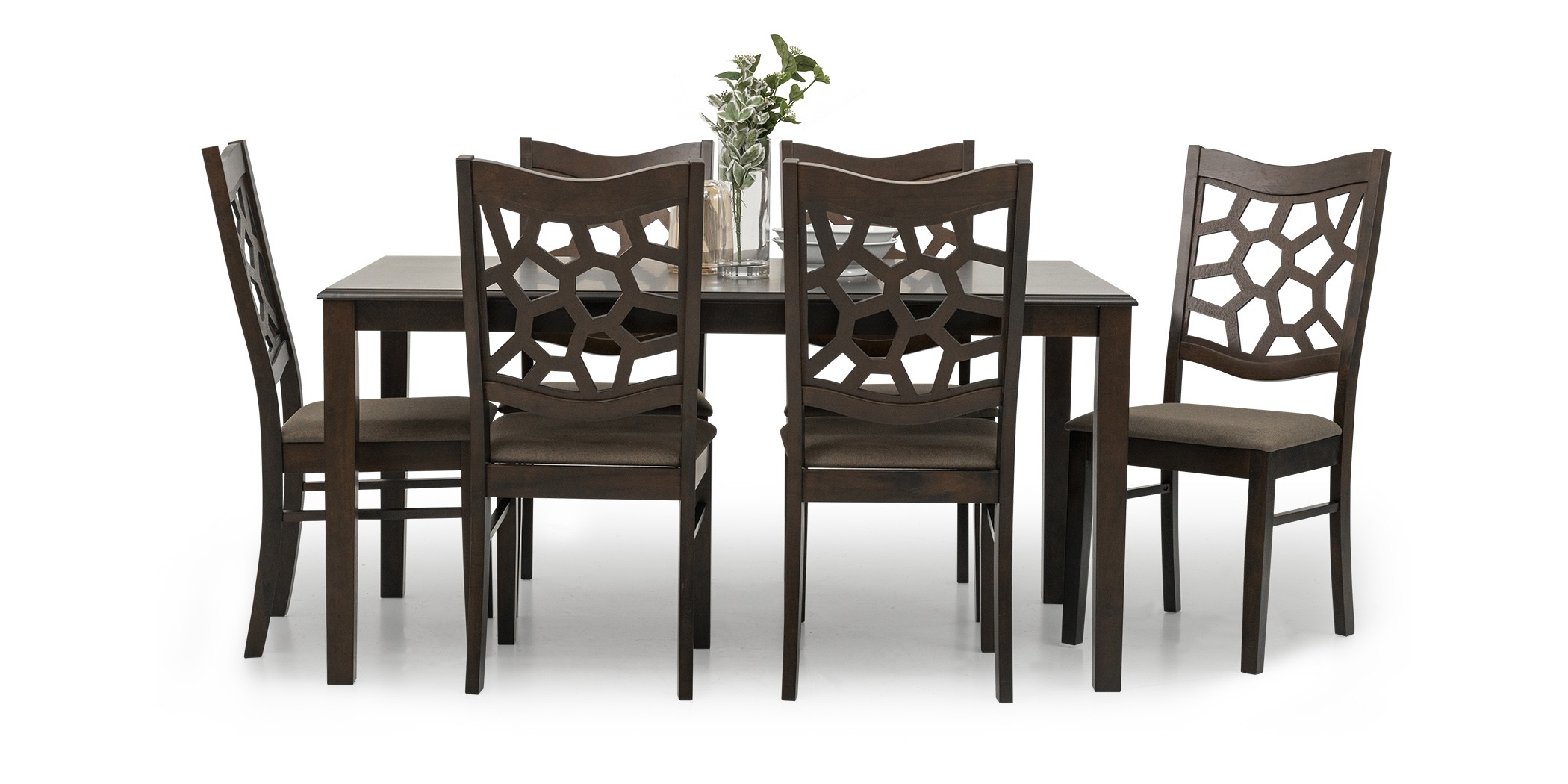 Ranger Table and 6 Chairs Rubberwood D.Walnut