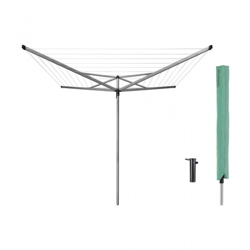 Brabantia 323201 40m M.Grey Essential Rotary Dryer + Ground Tube + Accessories 5YW "O"