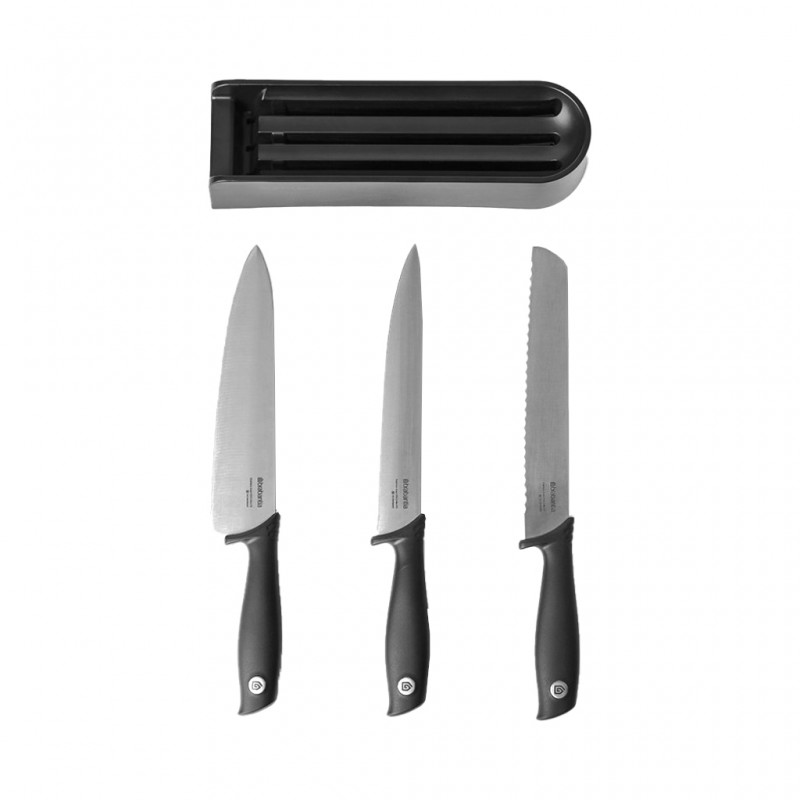 Brabantia 123023 TASTY+ Dark Grey Drawer Knife Block + Knives 5YW "O"