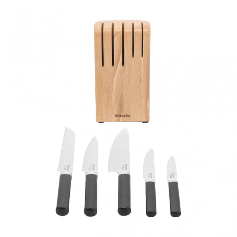Brabantia 260483 Profile Wooden Knife Block With 5 Knives 5YW "O"