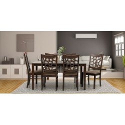 Ranger Table and 6 Chairs Rubberwood D.Walnut