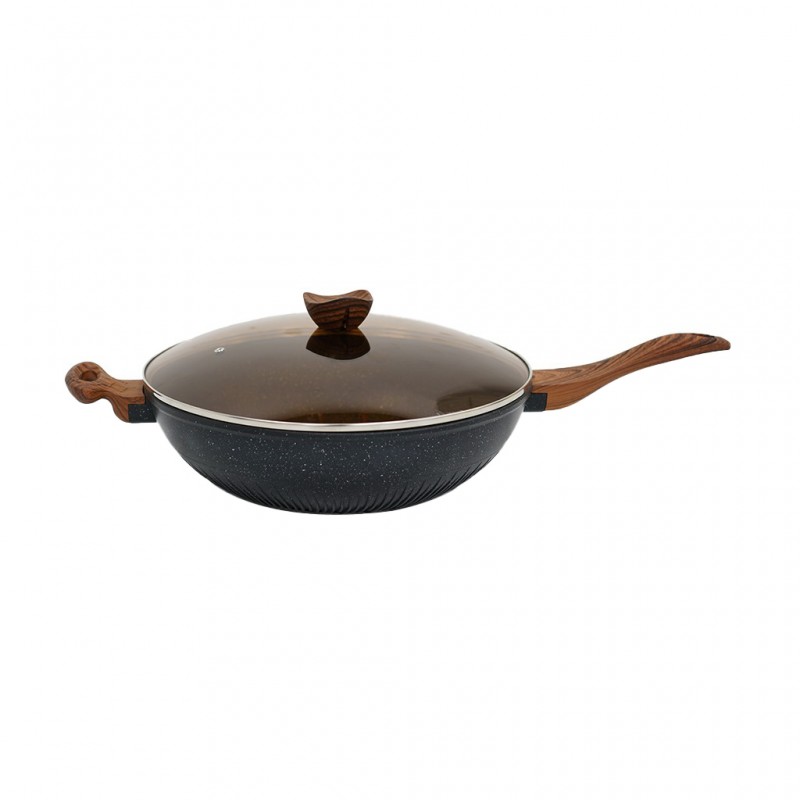 Concetto CPM-3601 36cm Die Cast Non Stick Wok With Glass Lid & 2 Handles Concetto CPM-3601 36cm Die Cast Non Stick Wok With Glass Lid & 2 Handles