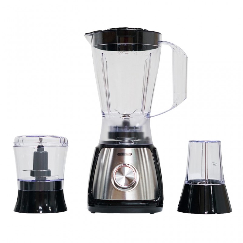 Concetto CBL-1055B 3in1 1.5L Plastic Blender With Chopper Jar & Coffee Grinder Concetto CBL-1055B 3in1 1.5L Plastic Blender With Chopper Jar & Coffee Grinder