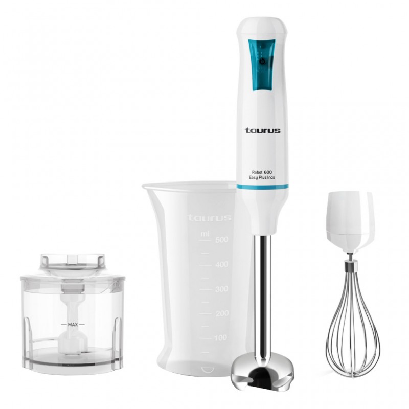 Taurus Robot 600 Easy Plus Inox 600W Hand Blender With Chopper jar, Whisk & Measuring Cup- 916998000