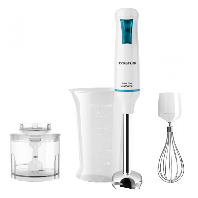 Taurus Robot 600 Easy Plus Inox 600W Hand Blender With Chopper jar, Whisk & Measuring Cup- 916998000 Taurus Robot 600 Easy Plus Inox 600W Hand Blender With Chopper jar, Whisk & Measuring Cup- 916998000