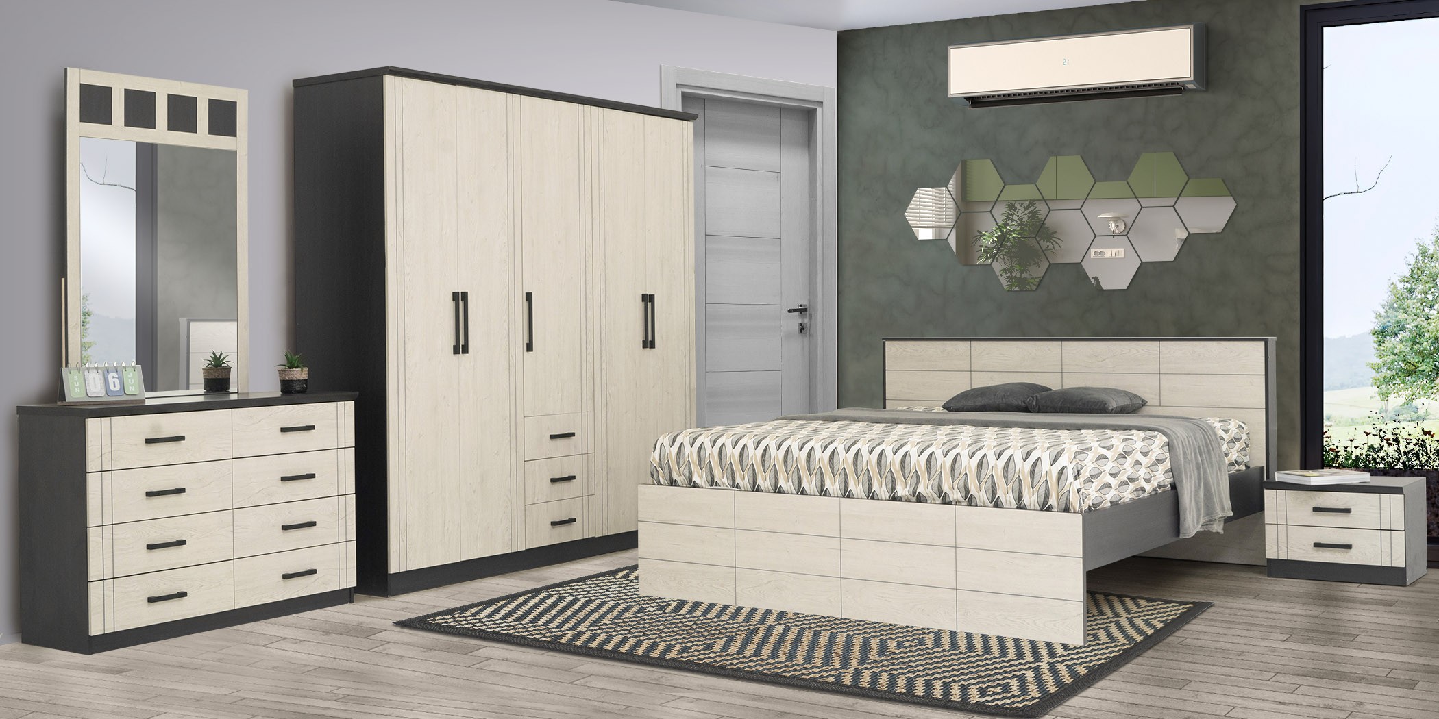 Indiana Bedroom Set 180X200 cm Wenge & Snow Oak Indiana Bedroom Set 180X200 cm Wenge & Snow Oak